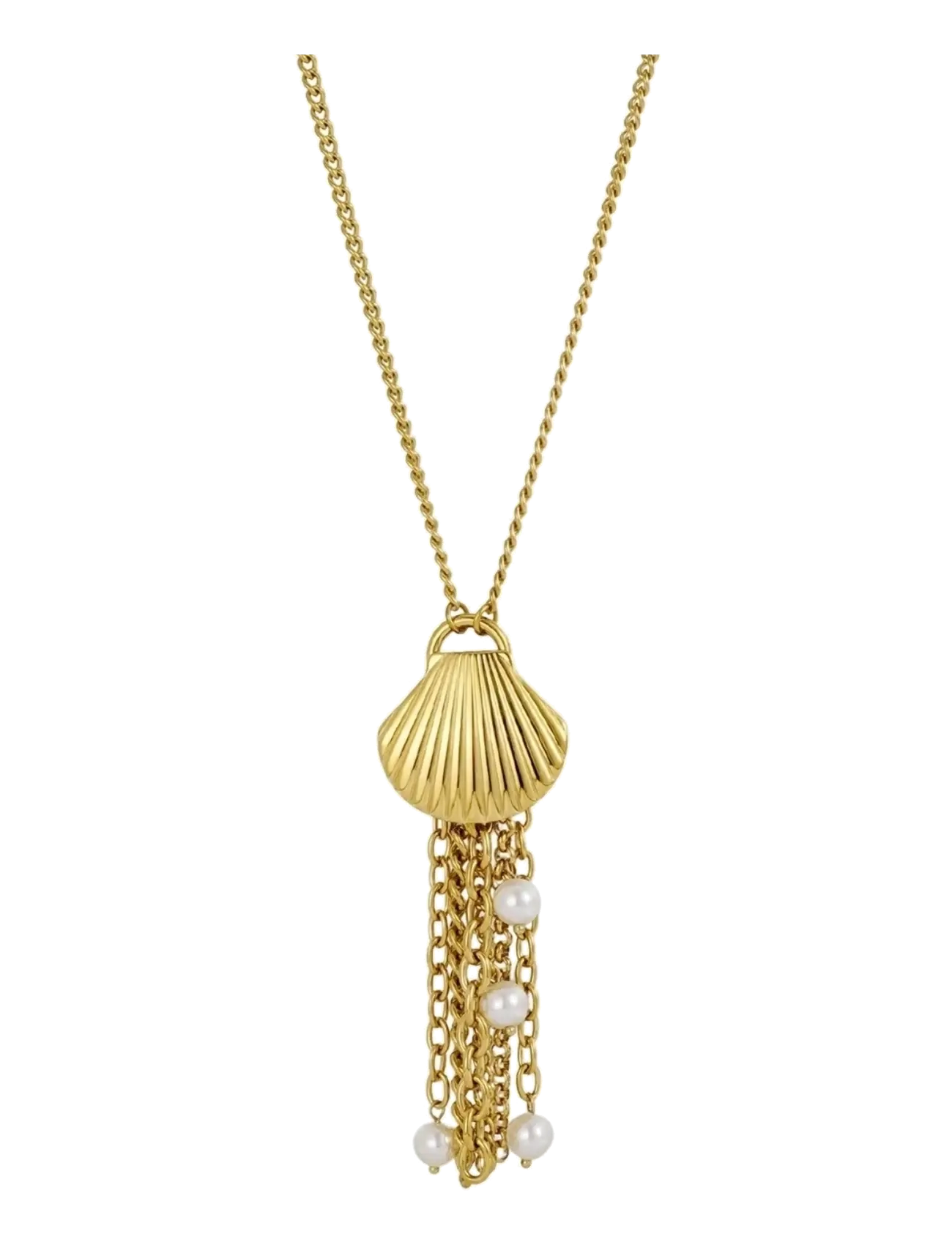 Bud To Rose Marbella Fringe Necklace Gold, Kvinder, Musling Frynse Halskæde, Guld, Str: ONE SIZE