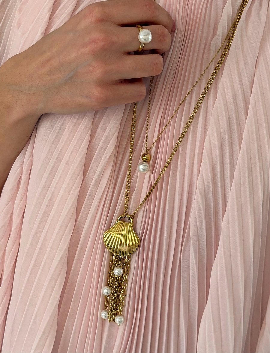 Bud To Rose - Maya Pearl Necklace Gold - kaelaketid - gold - 0
