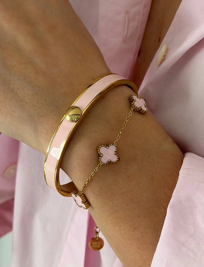 Bud to rose - Clover Multi Bracelet Pink/Gold - kettenarmbänder - gold - 0