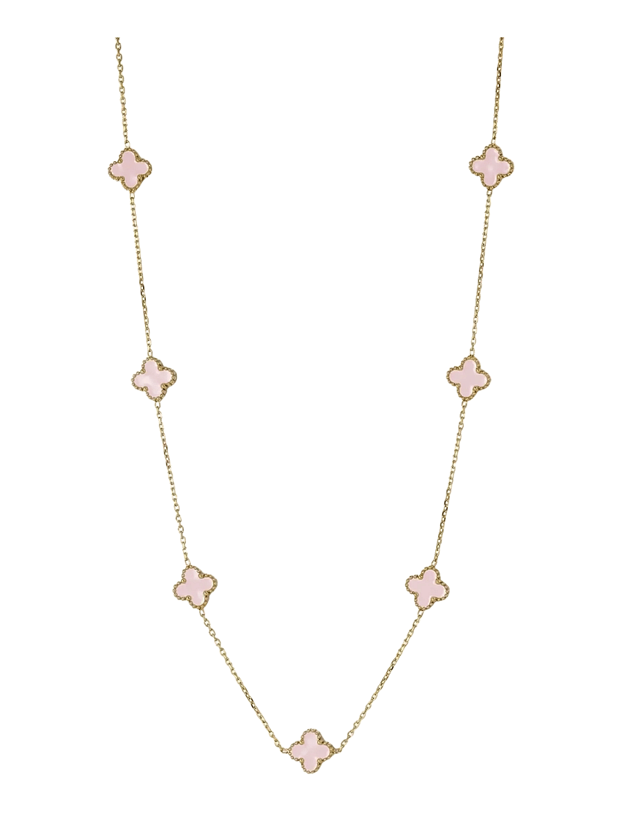 Bud To Rose - Clover Multi Necklace Pink/Gold - halsketten - gold - 1