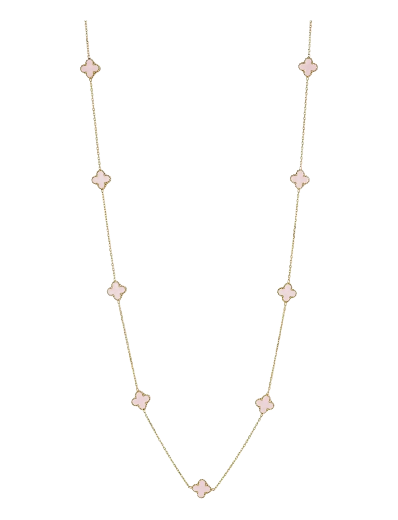 Bud to rose Clover Multi Long Necklace Pink/Gold - Mother's day - GOLD / pink/rose