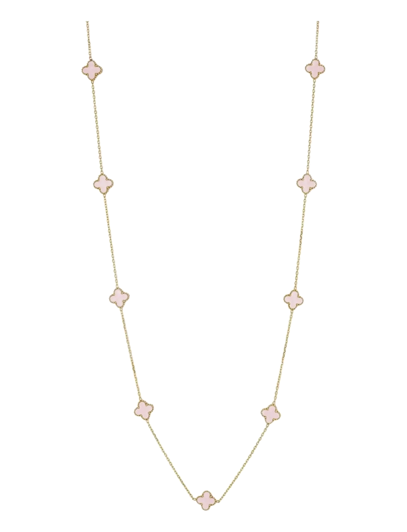 Bud To Rose Clover Multi Long Necklace Pink/Gold - Skartgripir - GOLD / pink/rose