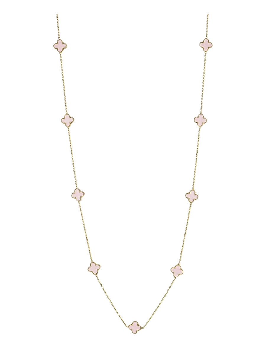 Bud To Rose - Clover Multi Long Necklace Pink/Gold - halsketten - gold - 1