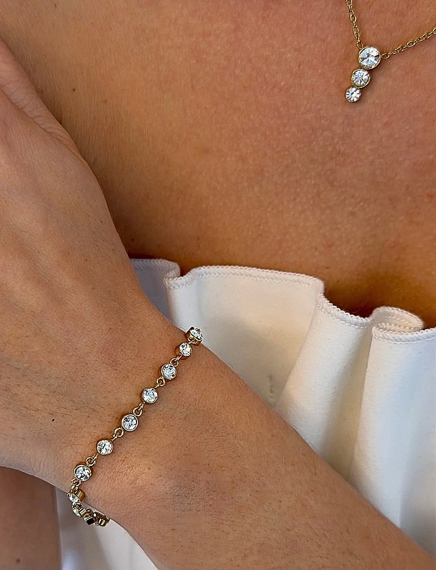 Bud To Rose - Lima Bracelet Clear/Gold - kædearmbånd - gold - 0