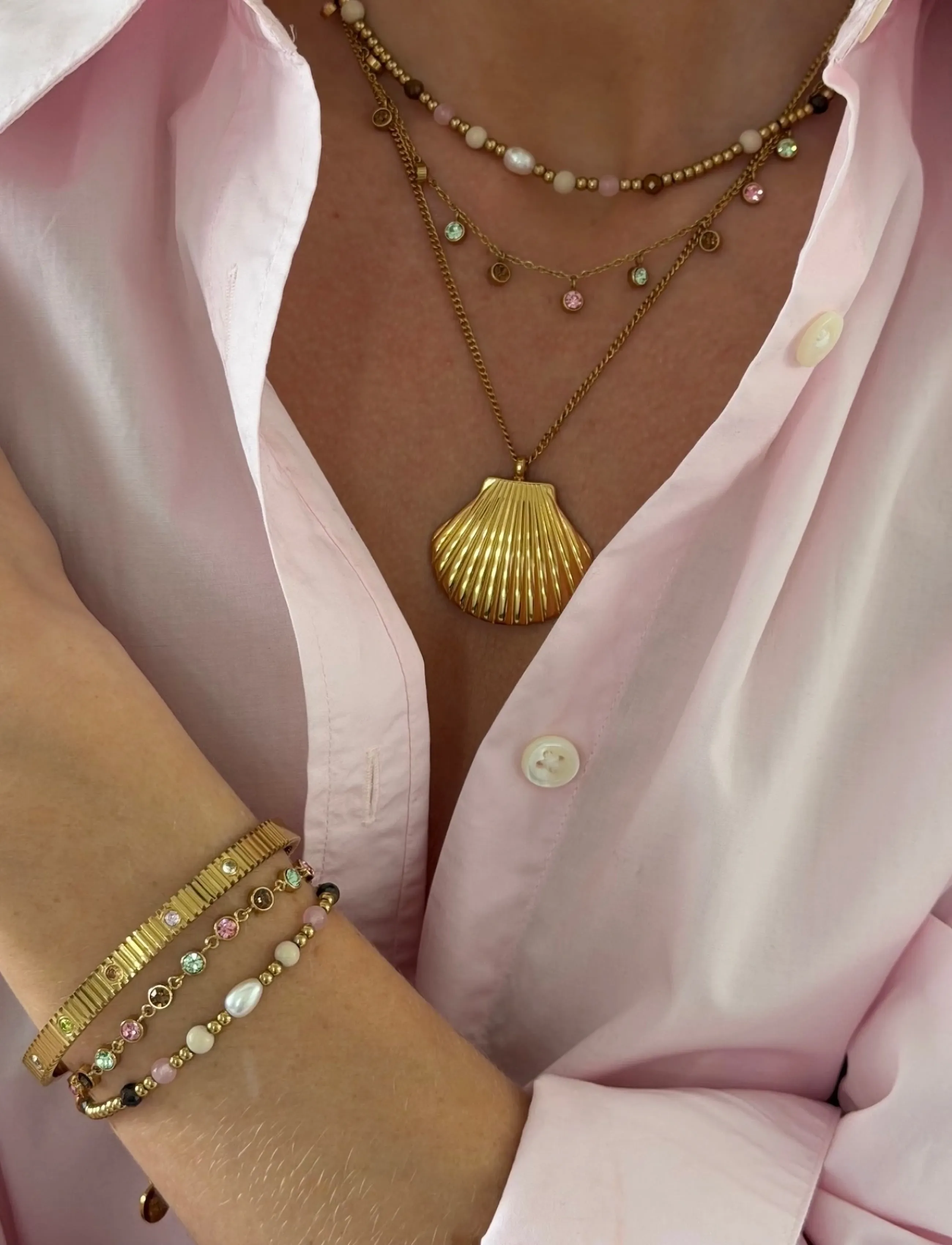Bud To Rose Lima Charm Necklace Clear/Gold, One Size, Necklaces, Gold - Chain Frauen