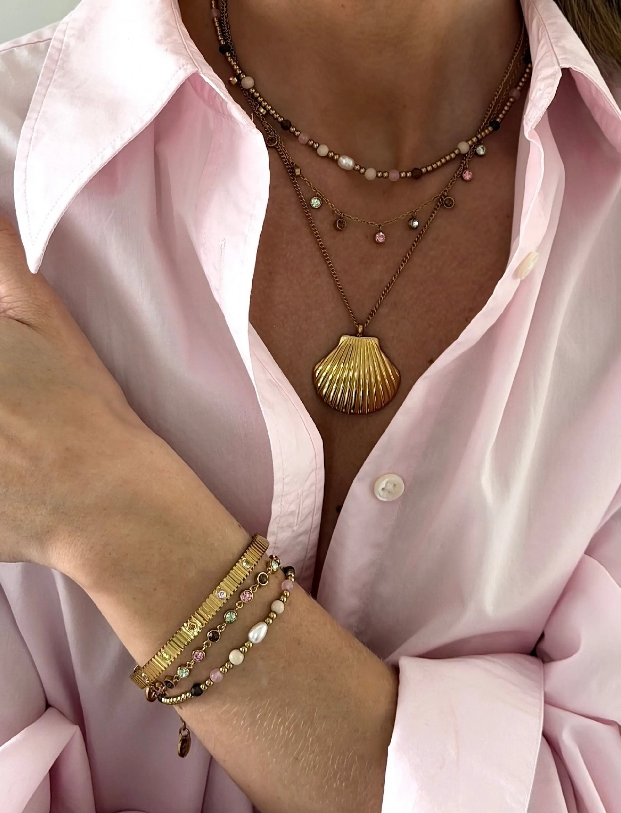 Bud To Rose Claire Bangle Mix/Gold, One Size, Bracelets, Gold - Bangles, Frauen