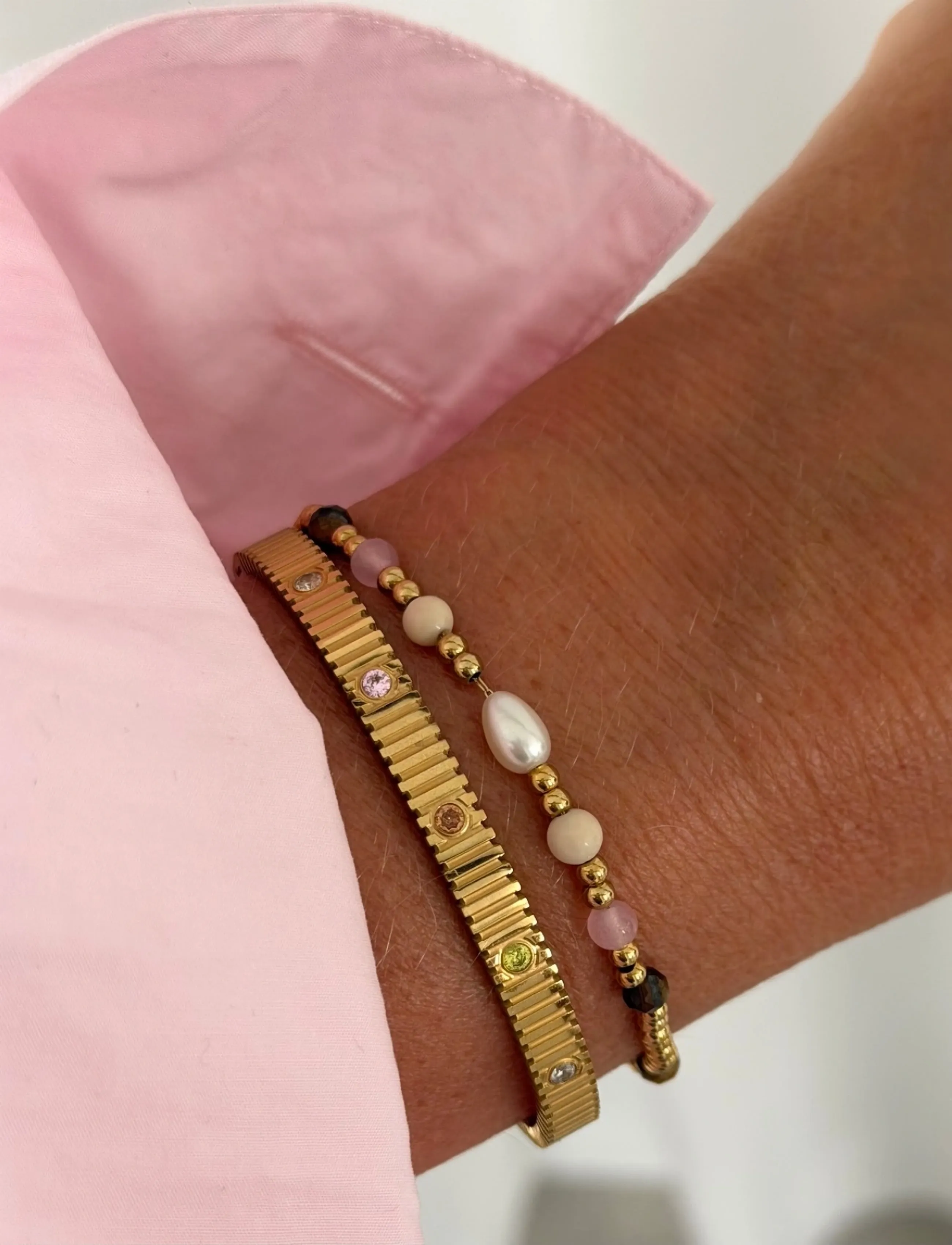 Bud To Rose - Claire Bangle Mix/Gold - bangles - gold - 2