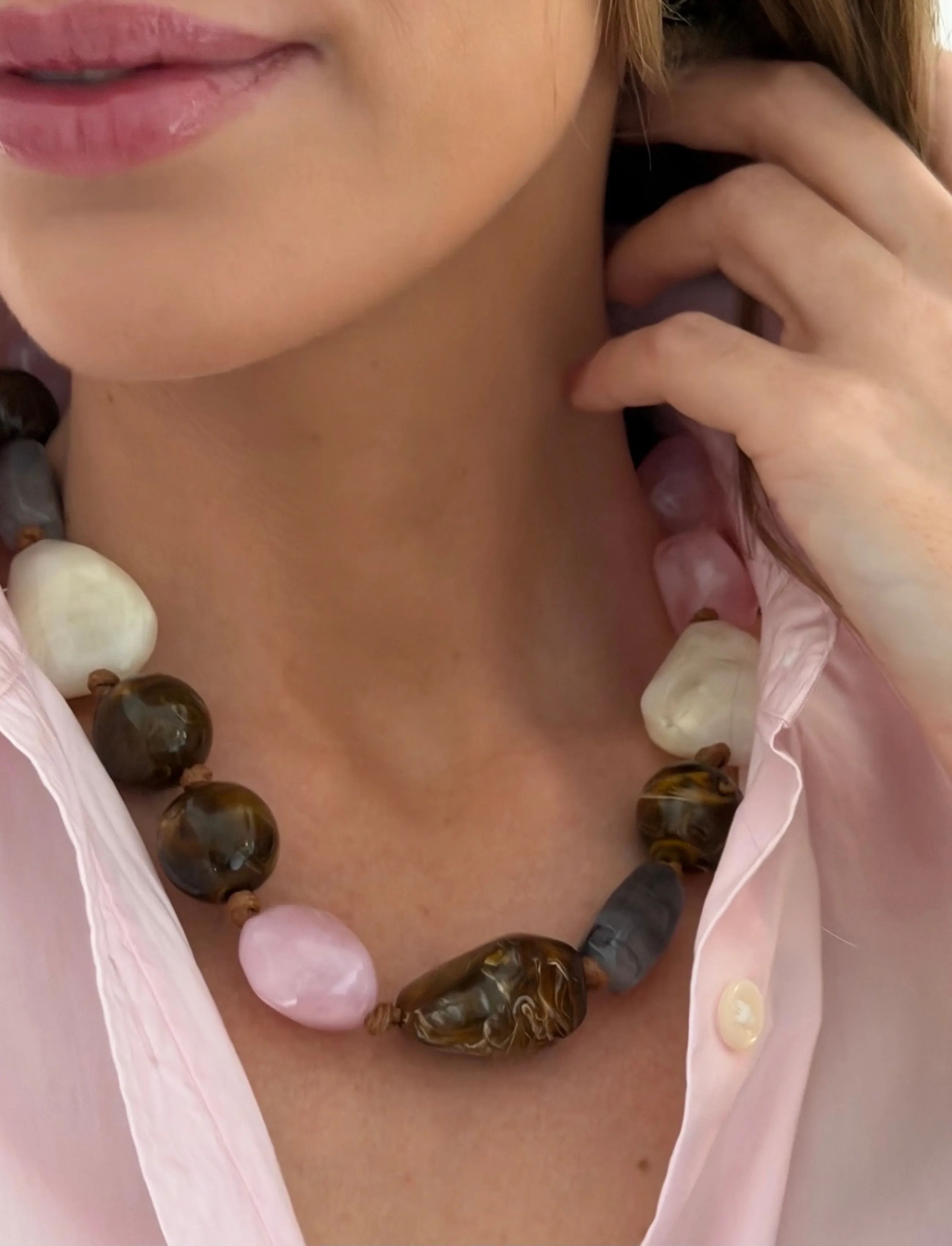 Bud To Rose Molto Resin Necklace Pink, Kvinder, Resin Halskæde, Multi/mønstret, Str: ONE SIZE