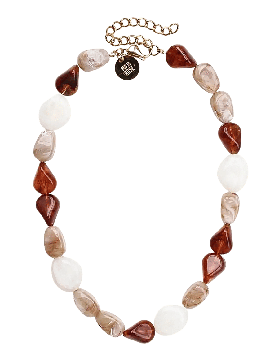 Bud to rose - Prisma Resin Necklace Pink/Brown - statement-ketten - ivory/brown - 1