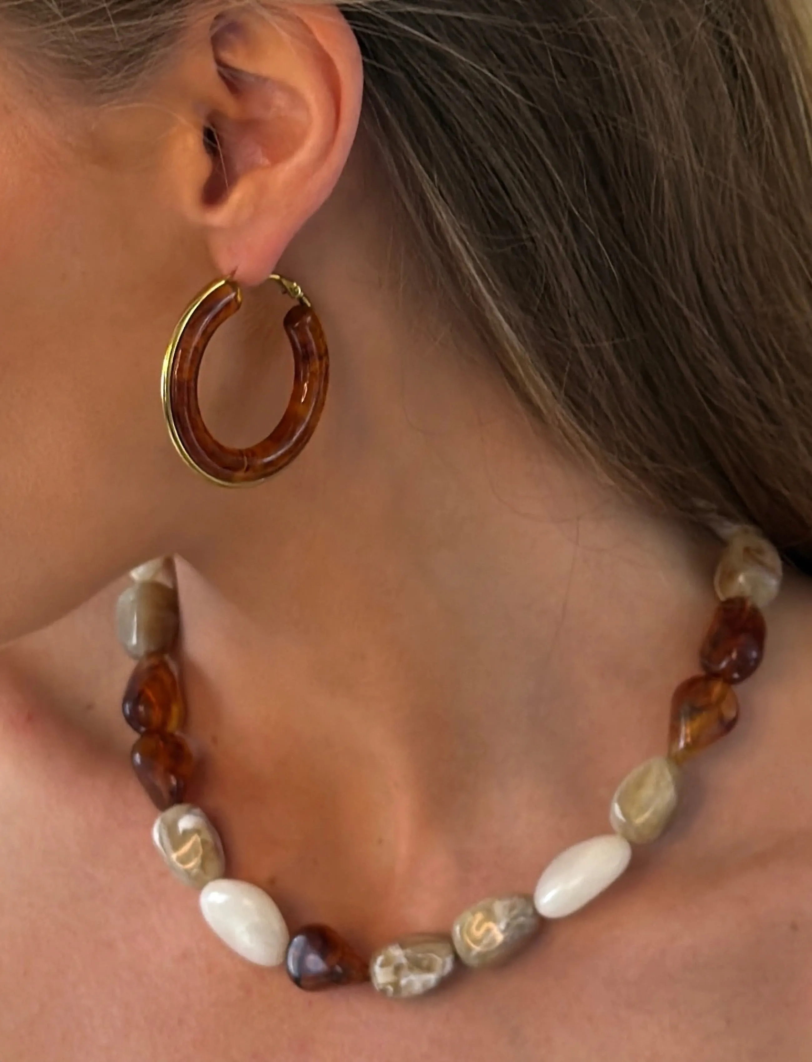 Bud to rose - Prisma Resin Necklace Pink/Brown - statement-ketten - ivory/brown - 2