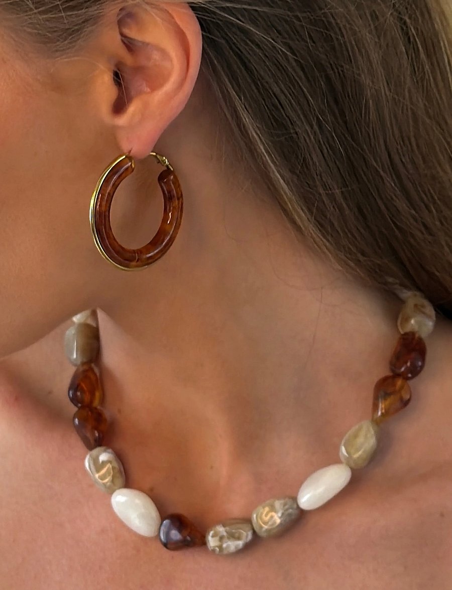 Bud to rose - Prisma Resin Necklace Pink/Brown - statement-ketten - ivory/brown - 2