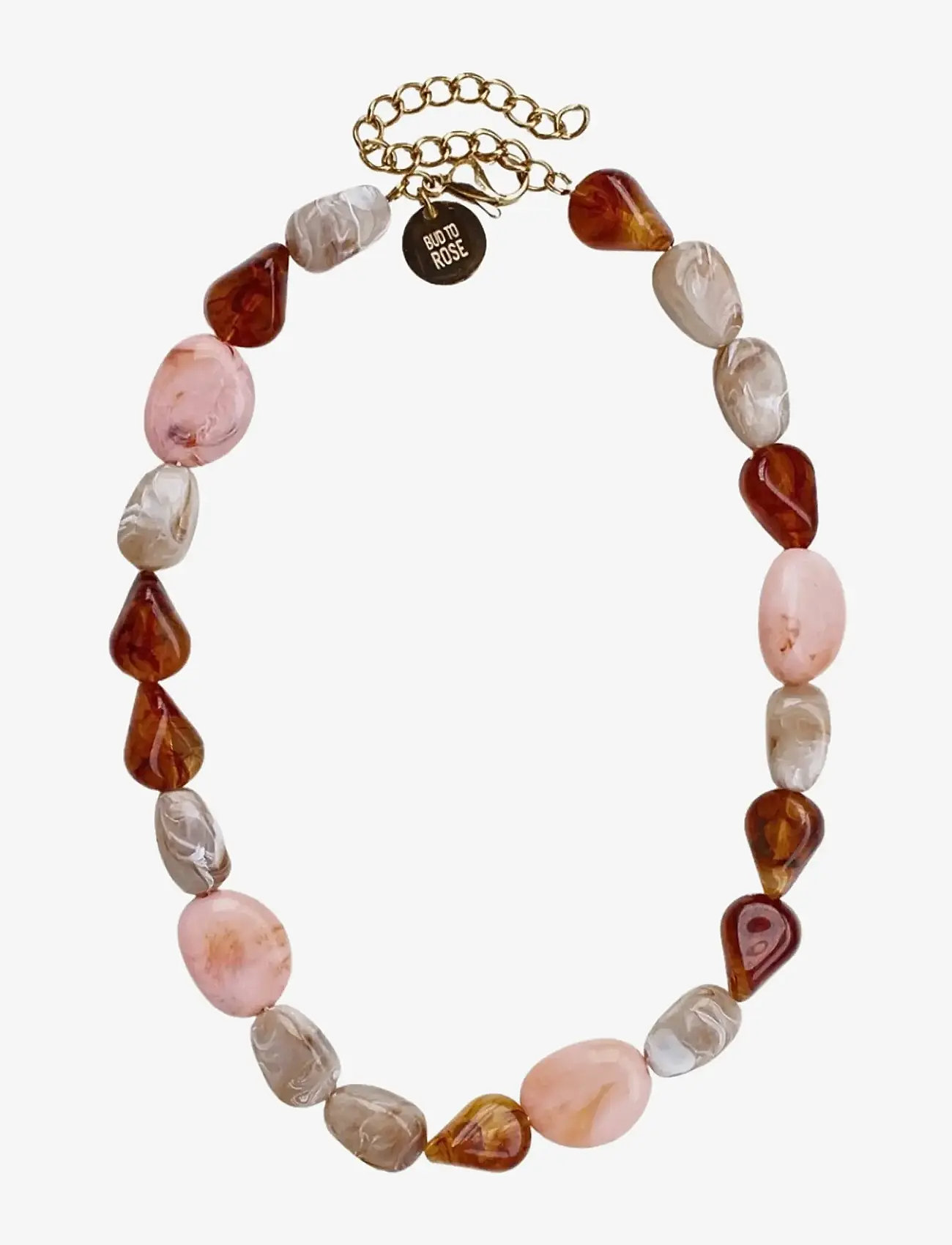 Bud to rose - Prisma Resin Necklace Pink/Brown - statementhalsband - pink/brown - 1