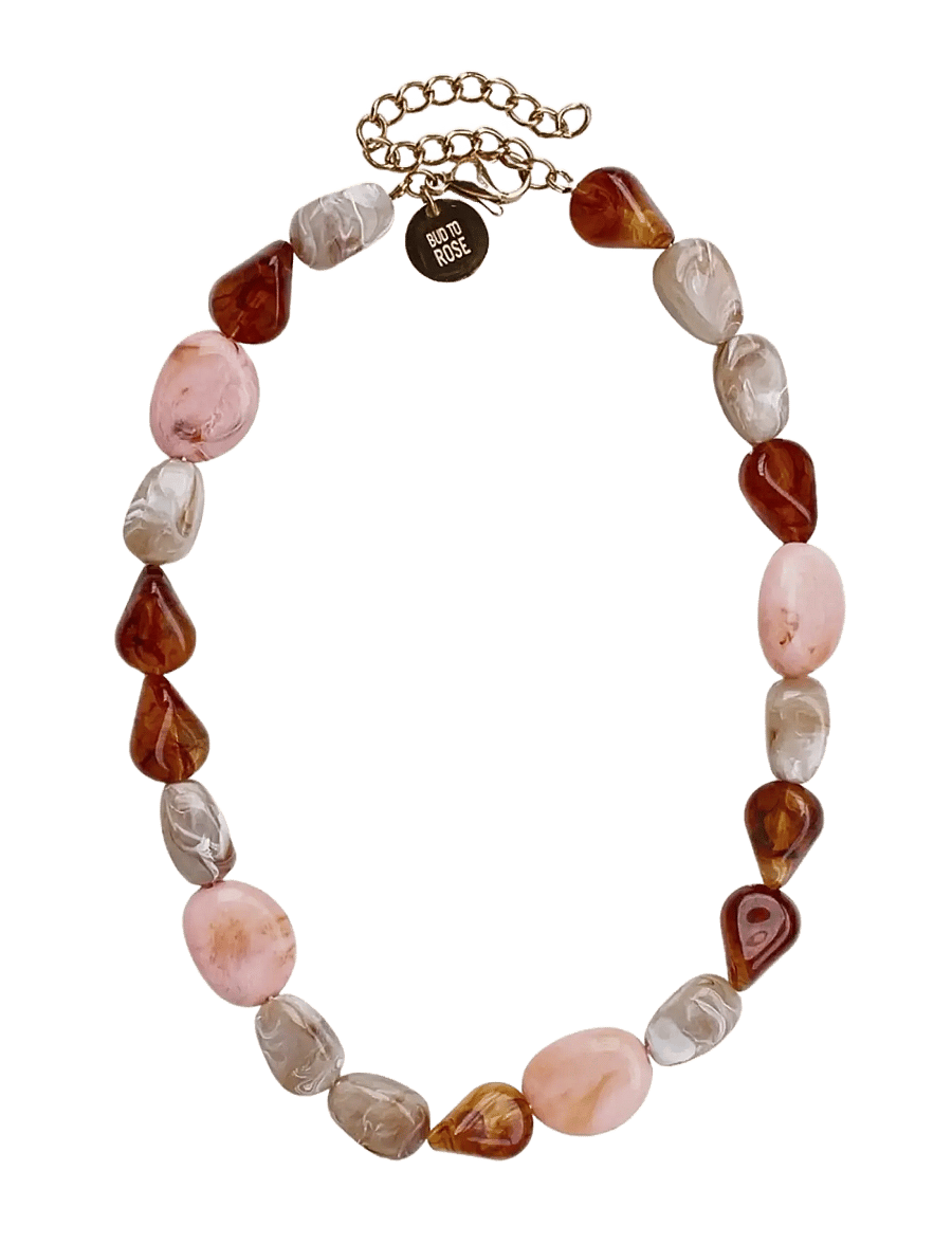 Bud To Rose - Prisma Resin Necklace Pink/Brown - statement halskæder - pink/brown - 1
