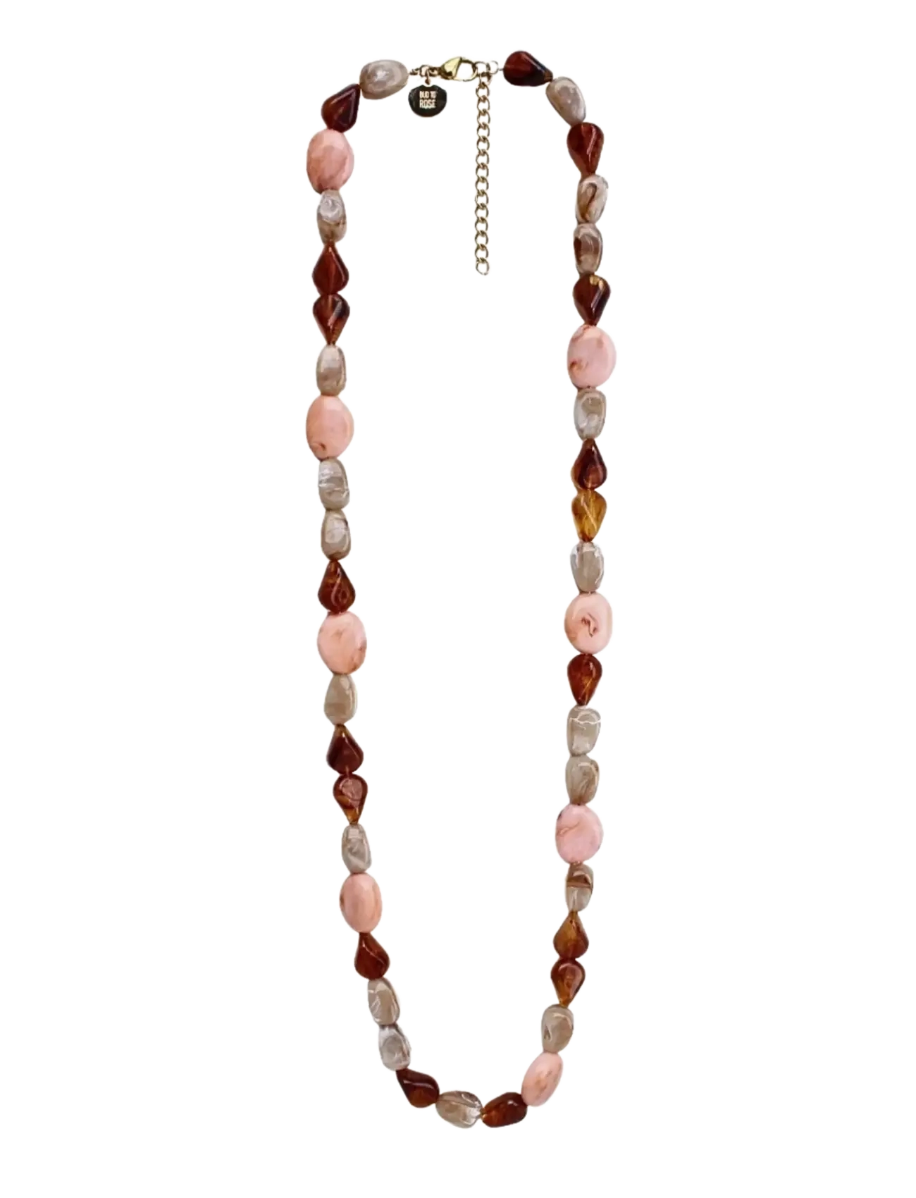 Bud to rose Prisma Resin Long Necklace Pink/Brown - Statement-halskjeder - PINK/BROWN / multi