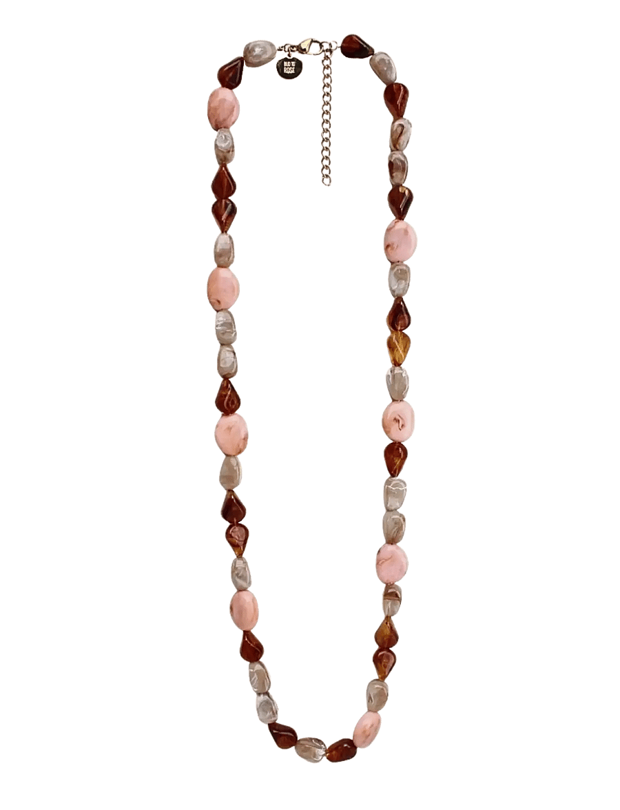 Bud To Rose - Prisma Resin Long Necklace Pink/Brown - statement-ketten - pink/brown - 1