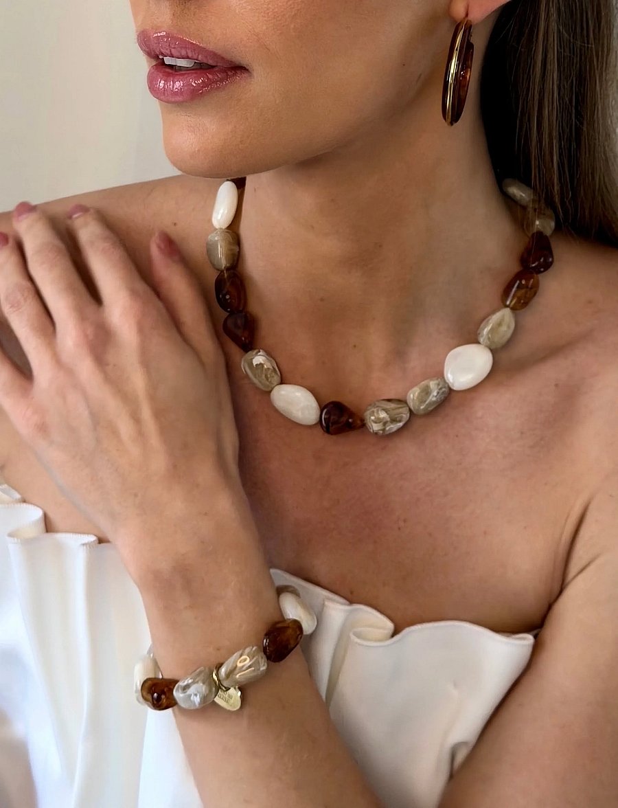 Bud To Rose - Prisma Resin Bracelet Green/Brown - armbånd - ivory/brown - 0