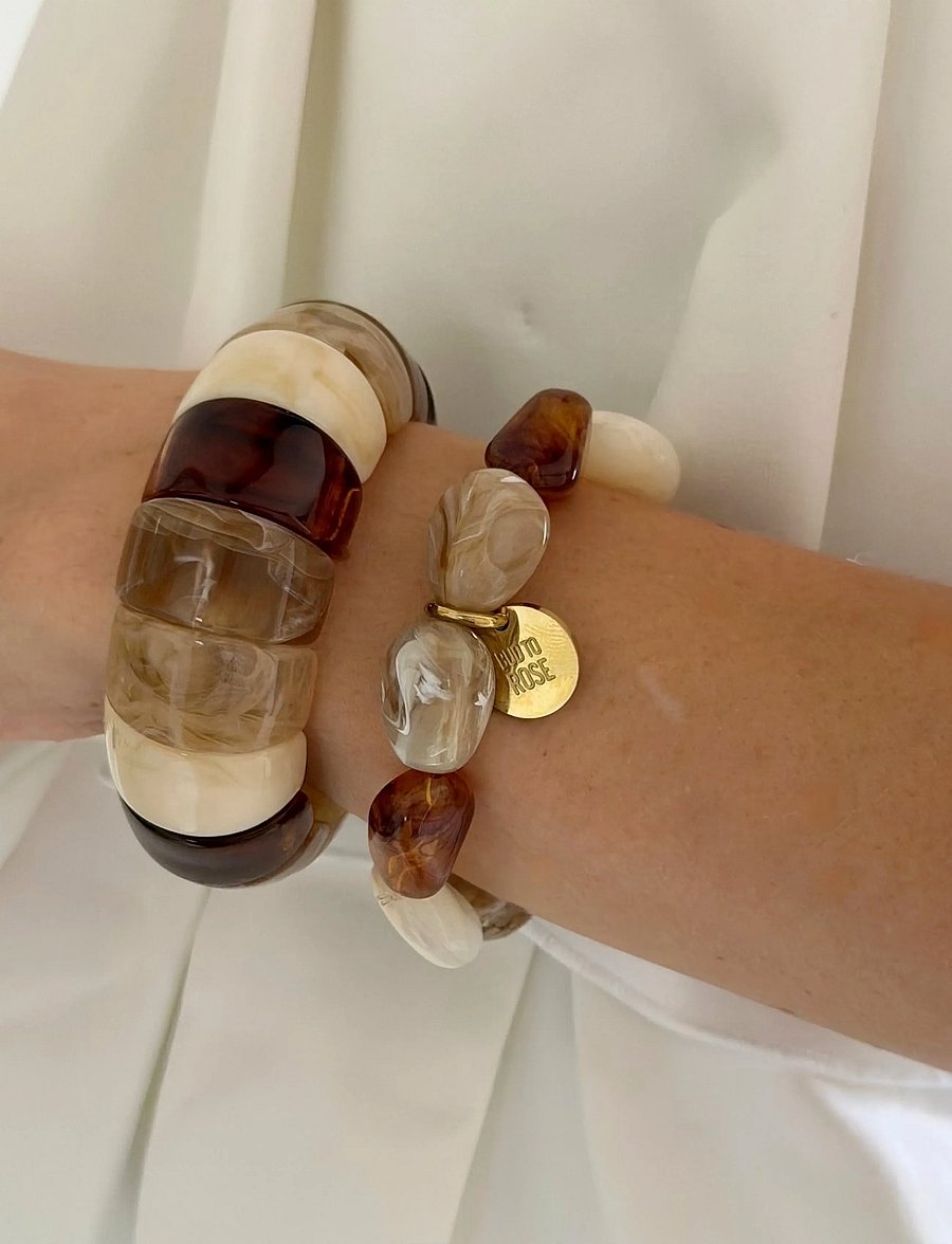 Bud To Rose - Eclipse Resin Bracelet Blue - armbånd - brown - 3