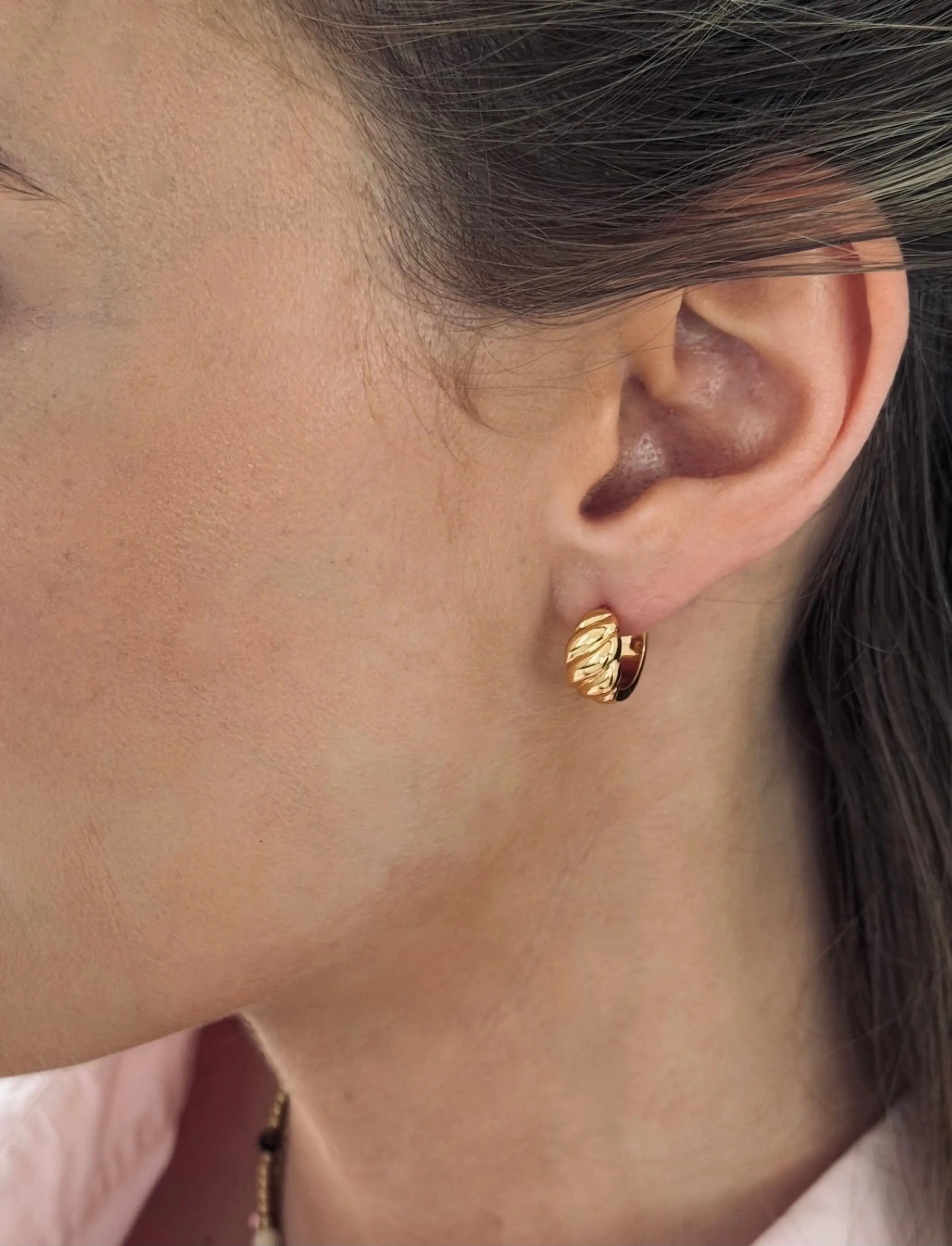 Bud To Rose Gem Earring Silver, One Size, Earrings, Gold - Hoops, Frauen