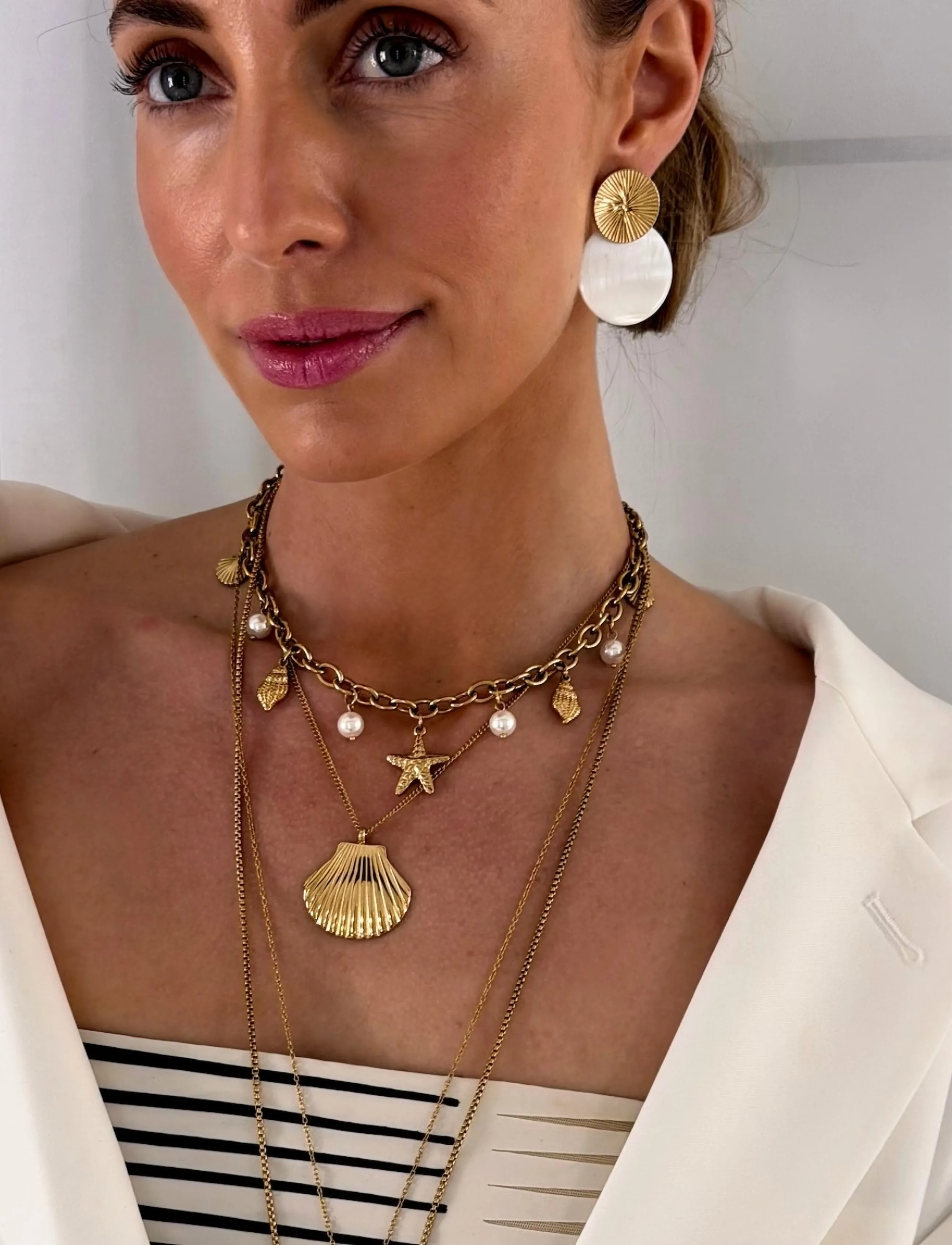 Bud To Rose Sorrento Earring White/Gold, One Size, Multi/patterned, Earrings > Statement Earrings, Dame