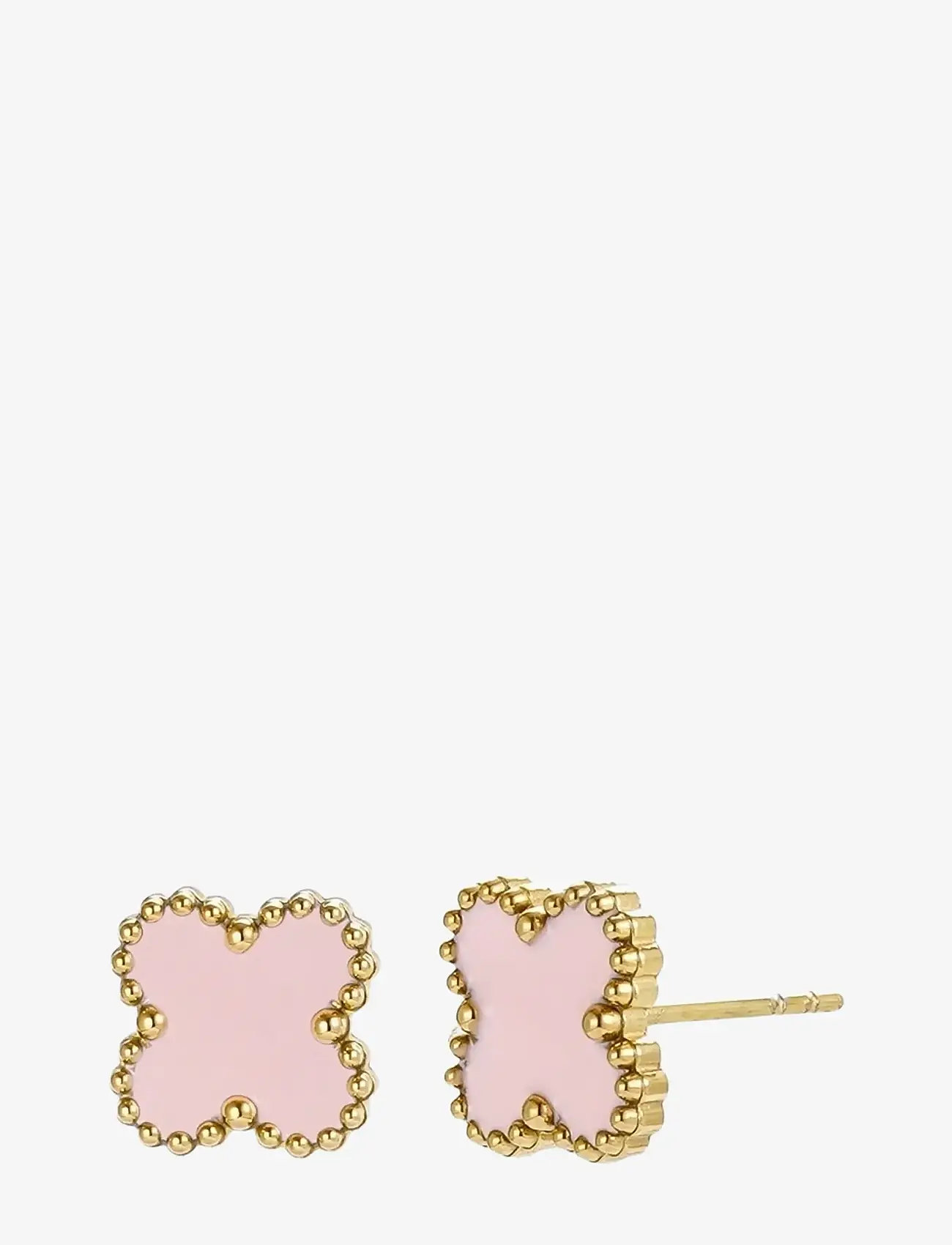 Bud to rose - Clover Stud Earring Pink/Gold - ohrstecker - gold - 1