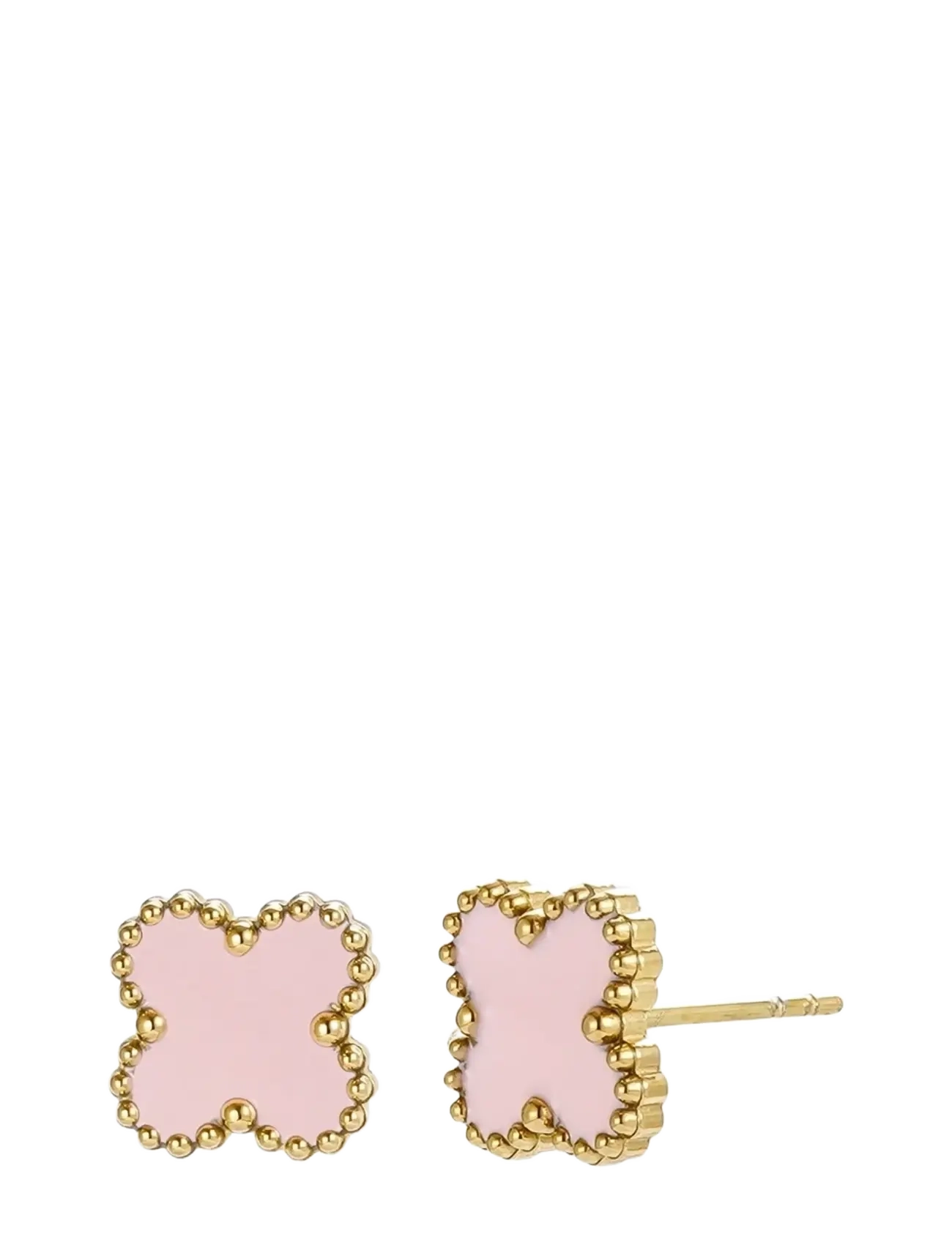 Bud to rose Clover Stud Earring Pink/Gold - Mother's day - GOLD / pink/rose