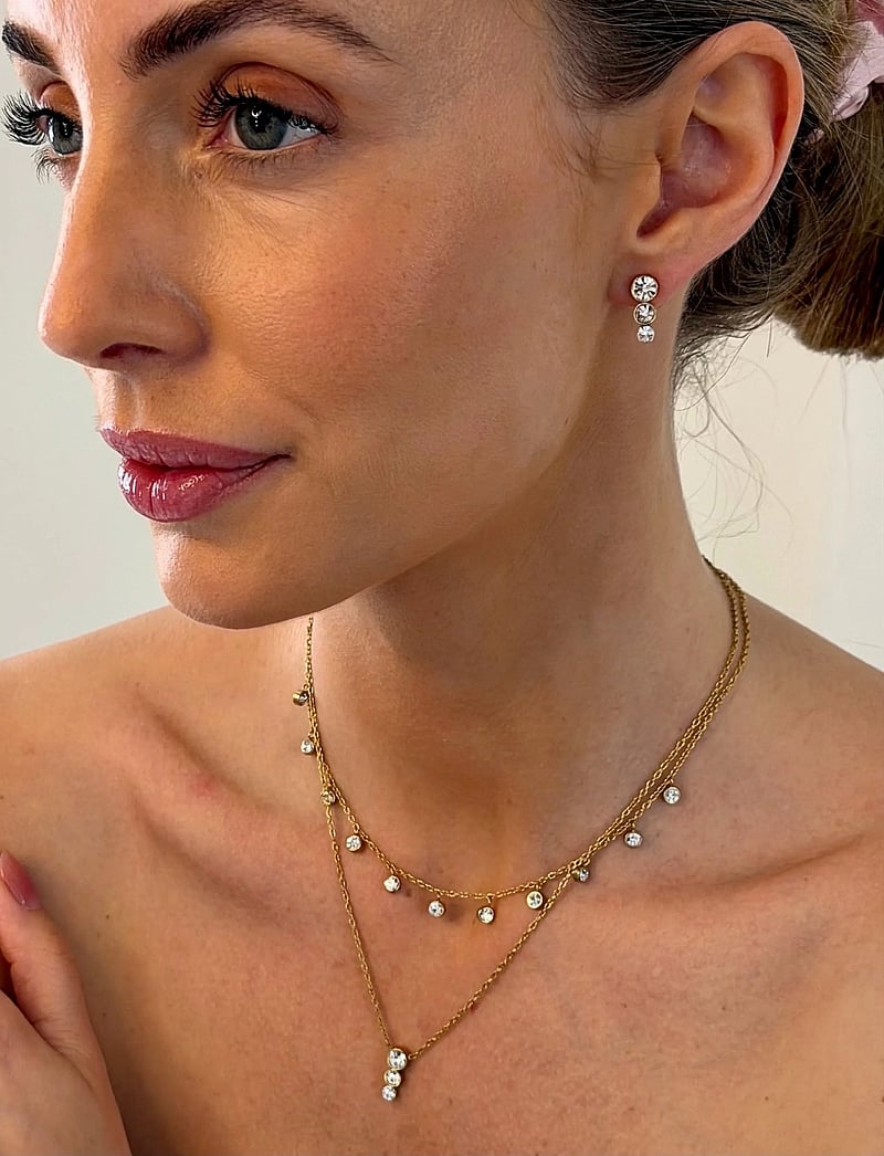 Bud to rose - Lima Earring Clear/Gold - Ørestikker - gold - 0