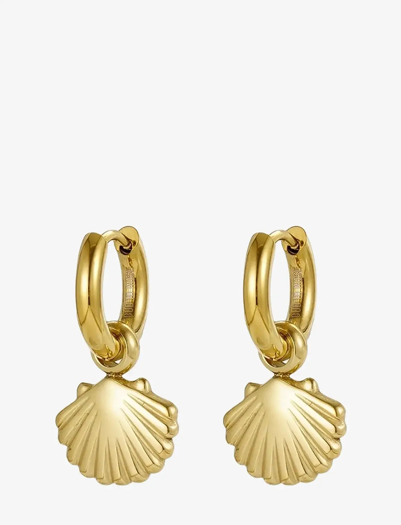 Bud to rose - Shell Hoop Gold - hängande örhängen - gold - 1