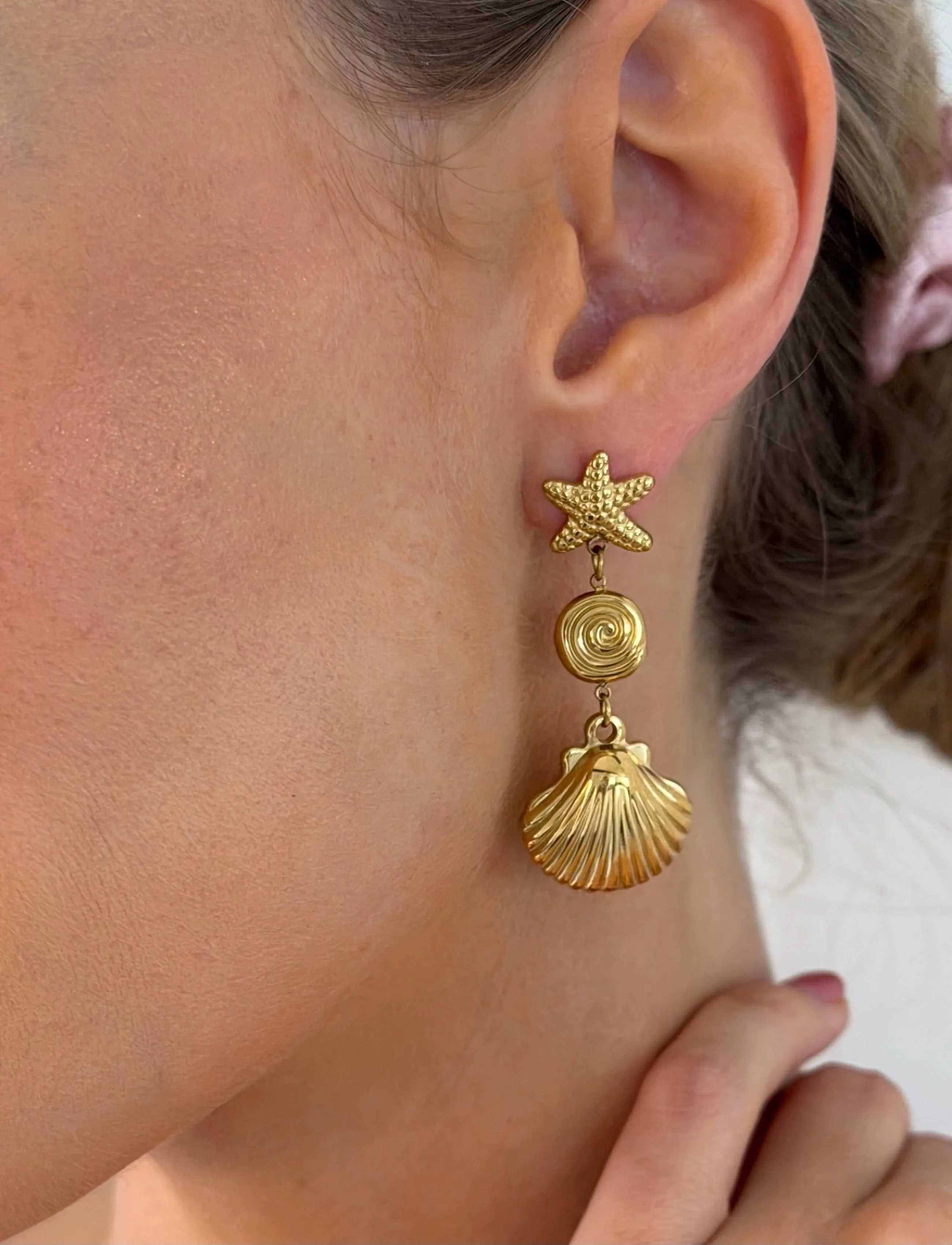 Bud To Rose Seaside Earring Gold, One Size, Earrings, Gold - Statement Frauen