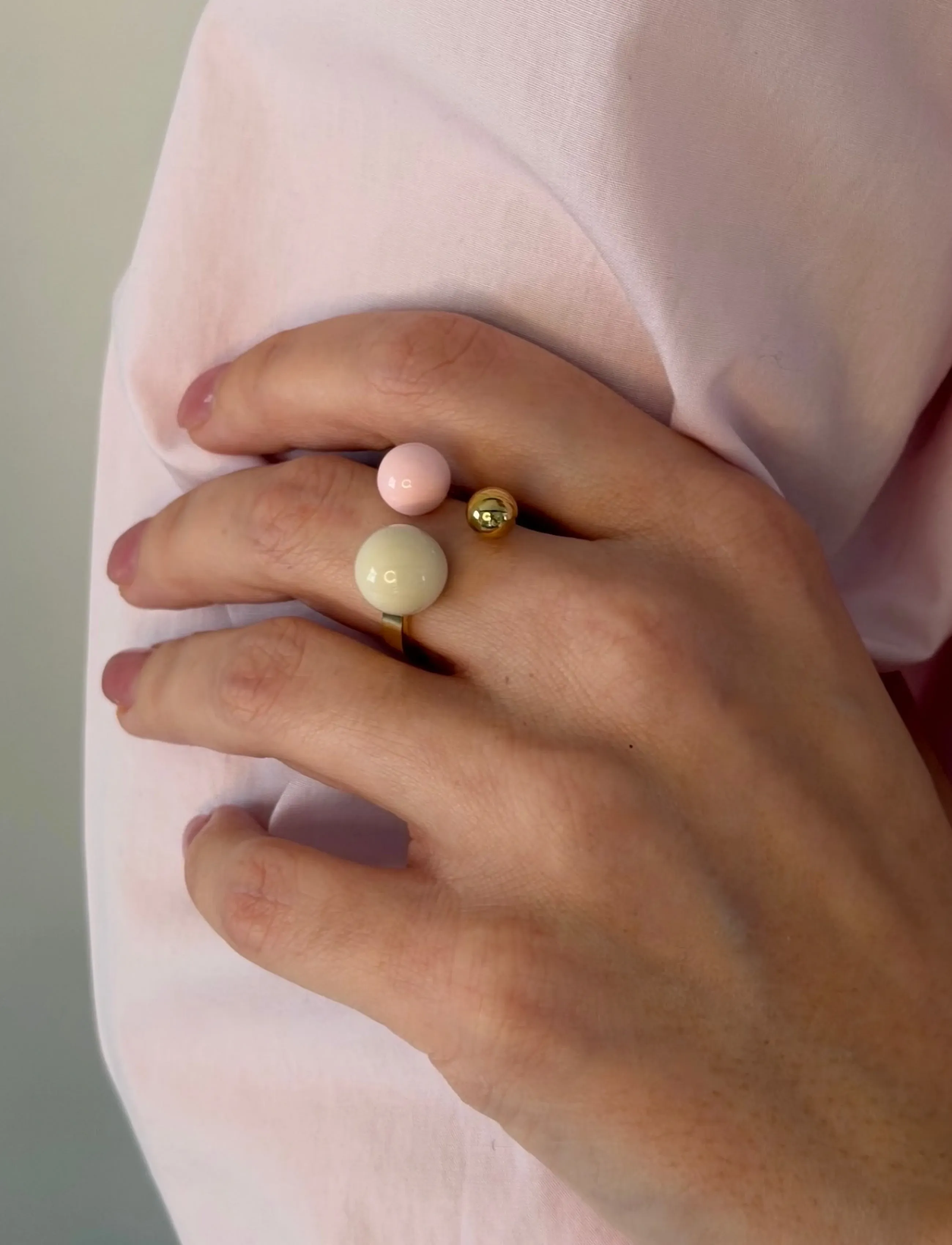 Bud To Rose Brea Enamel Ring Lt.pink/Gold, One Size, Jewellery, Mehrfarbig/gemustert - Rings, Frauen