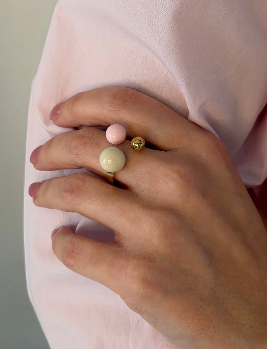 Bud To Rose - Brea Enamel Ring Lt.Pink/Gold - ringe - pink/gold - 0