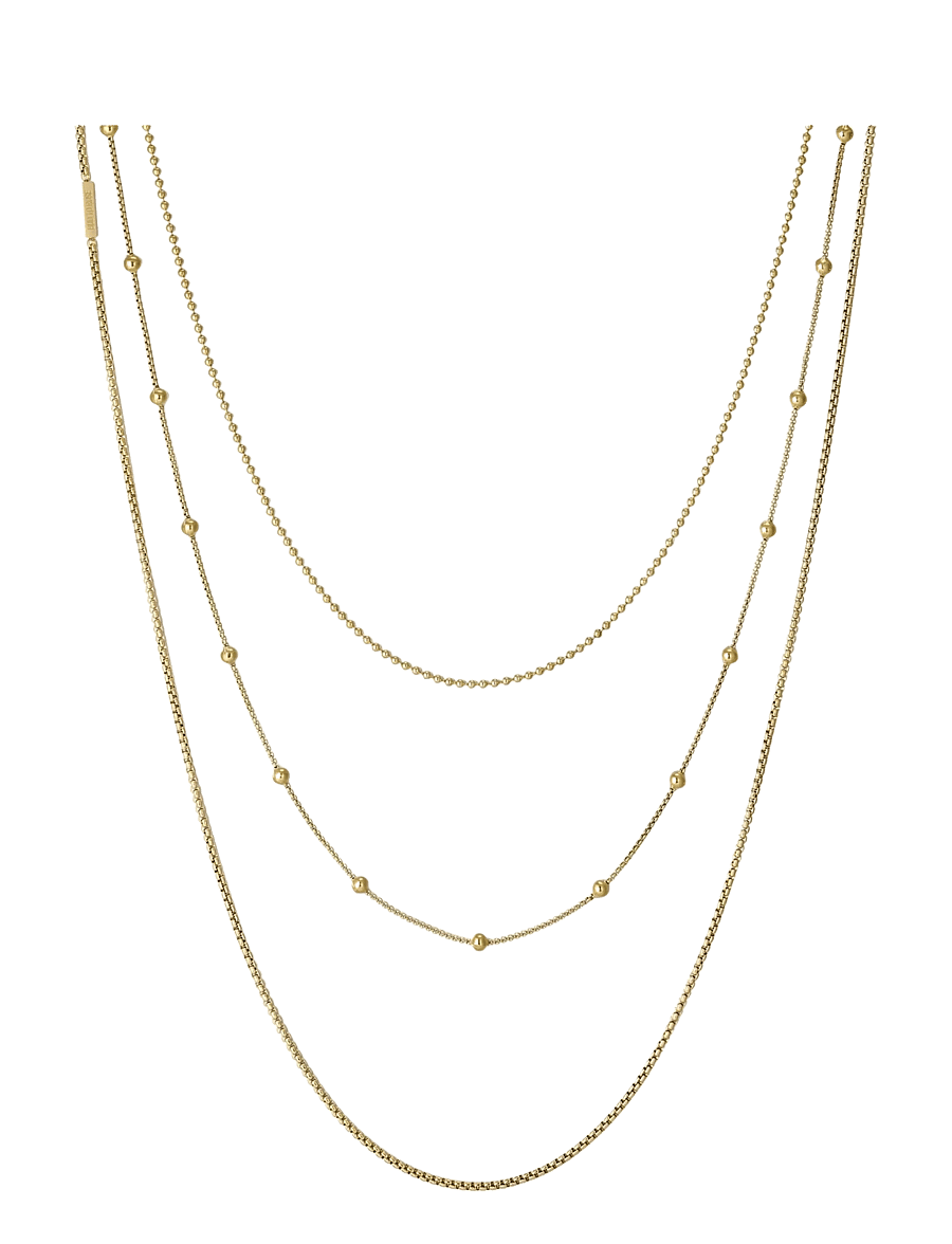 Bud To Rose - Sacramento 3-Row Long Necklace Gold - kedjehalsband - gold - 1