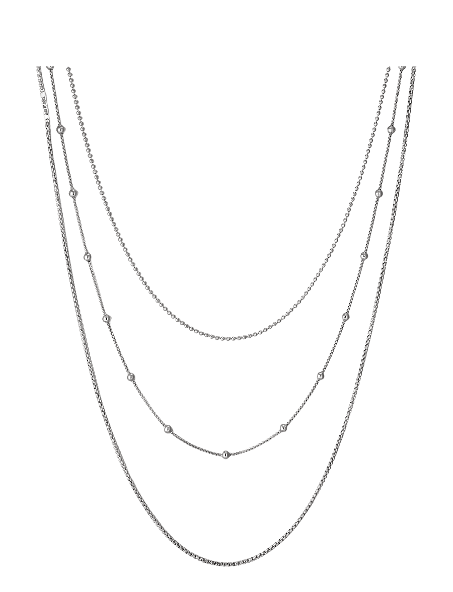 Bud To Rose - Sacramento 3-Row Long Necklace Gold - kedjehalsband - silver - 1