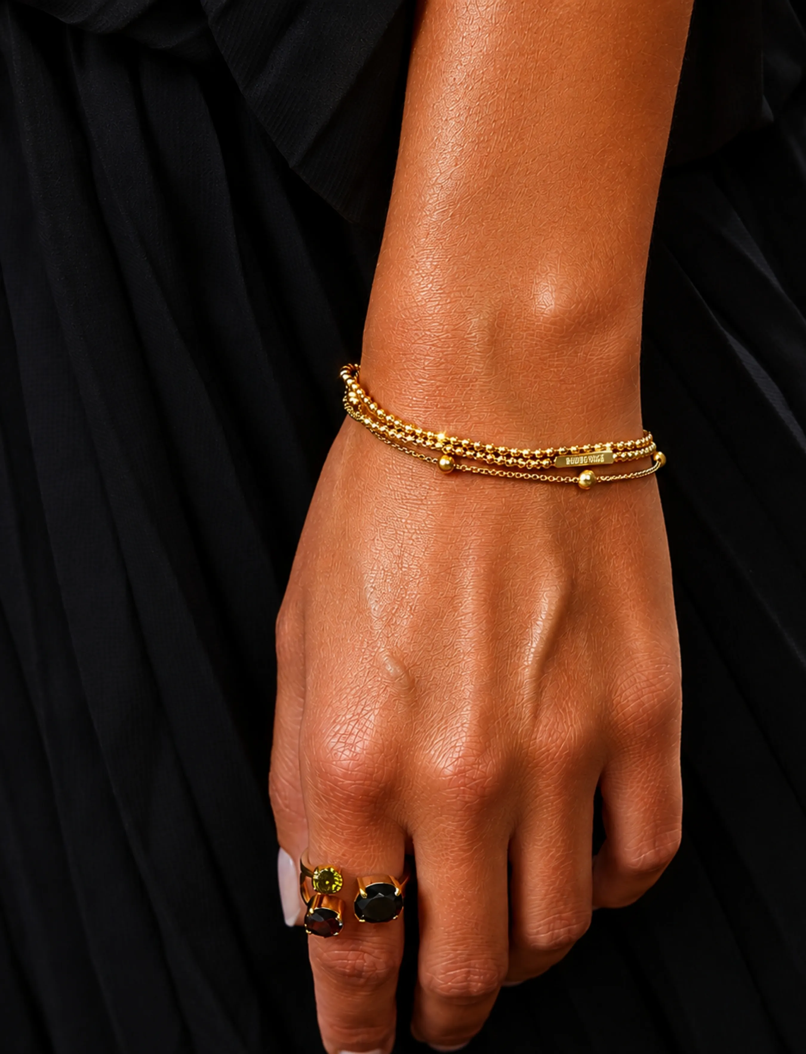 Bud To Rose Sacramento 3-Row Bracelet Gold, One Size, Bracelets, Gold - Chain Frauen