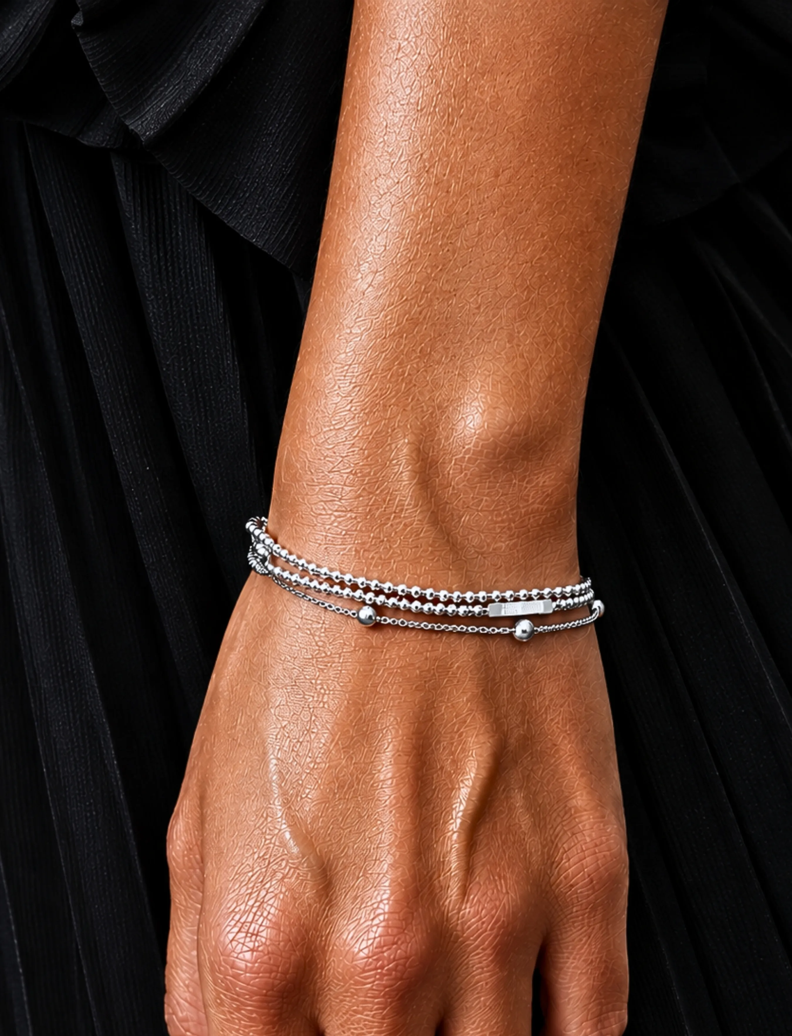 Bud To Rose Sacramento 3-Row Bracelet Gold, One Size, Silver, Armbånd > Kædearmbånd, Dame