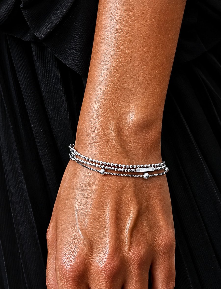 Bud To Rose - Sacramento 3-Row Bracelet Gold - kedjearmband - silver - 0