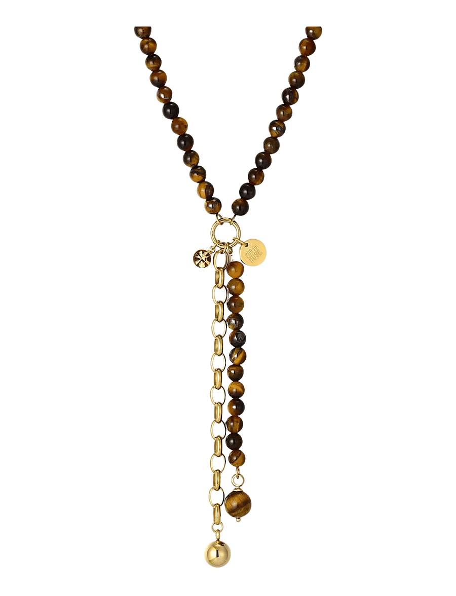 Bud To Rose - Beverly Icon Necklace Brown/Gold - statement halskæder - gold - 1
