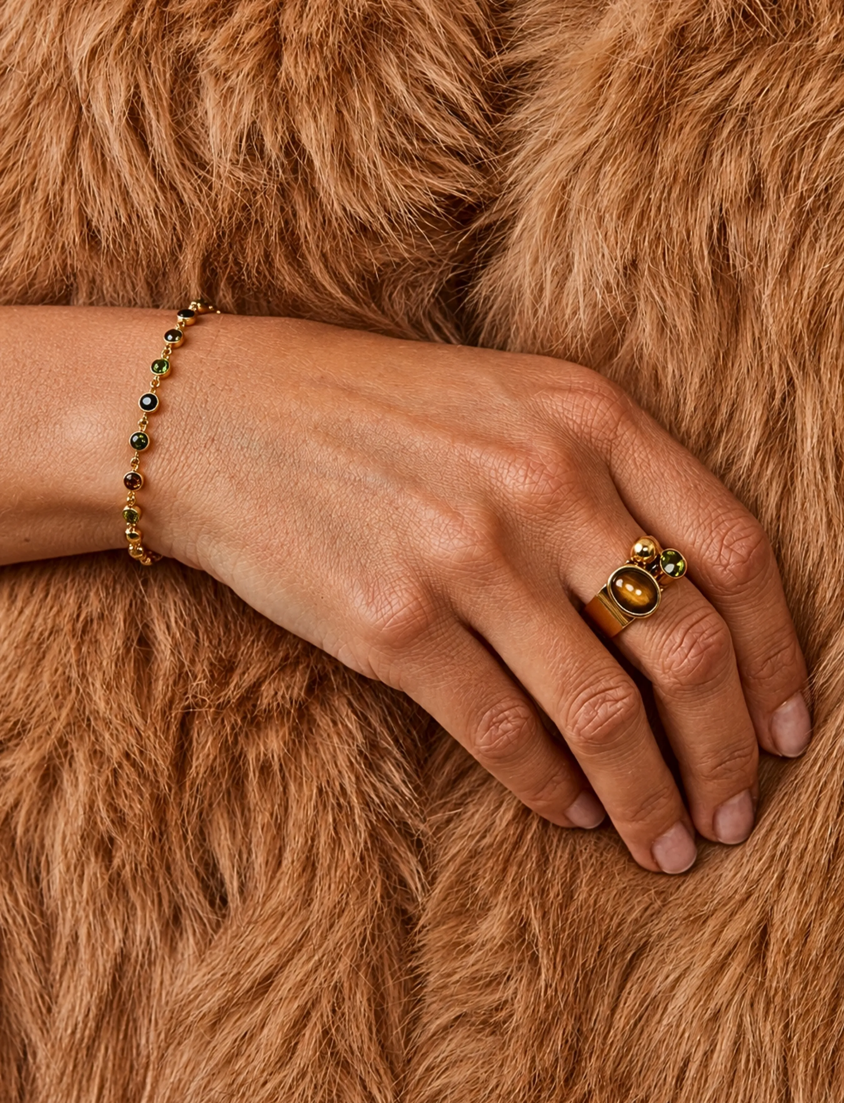 Bud To Rose Lima Bracelet Green/Black/Gold, One Size, Gold, Armbånd > Kædearmbånd, Dame