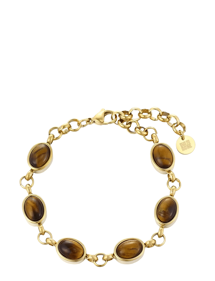 Bud To Rose - Retro Bracelet Brown/Gold - kedjearmband - gold - 1
