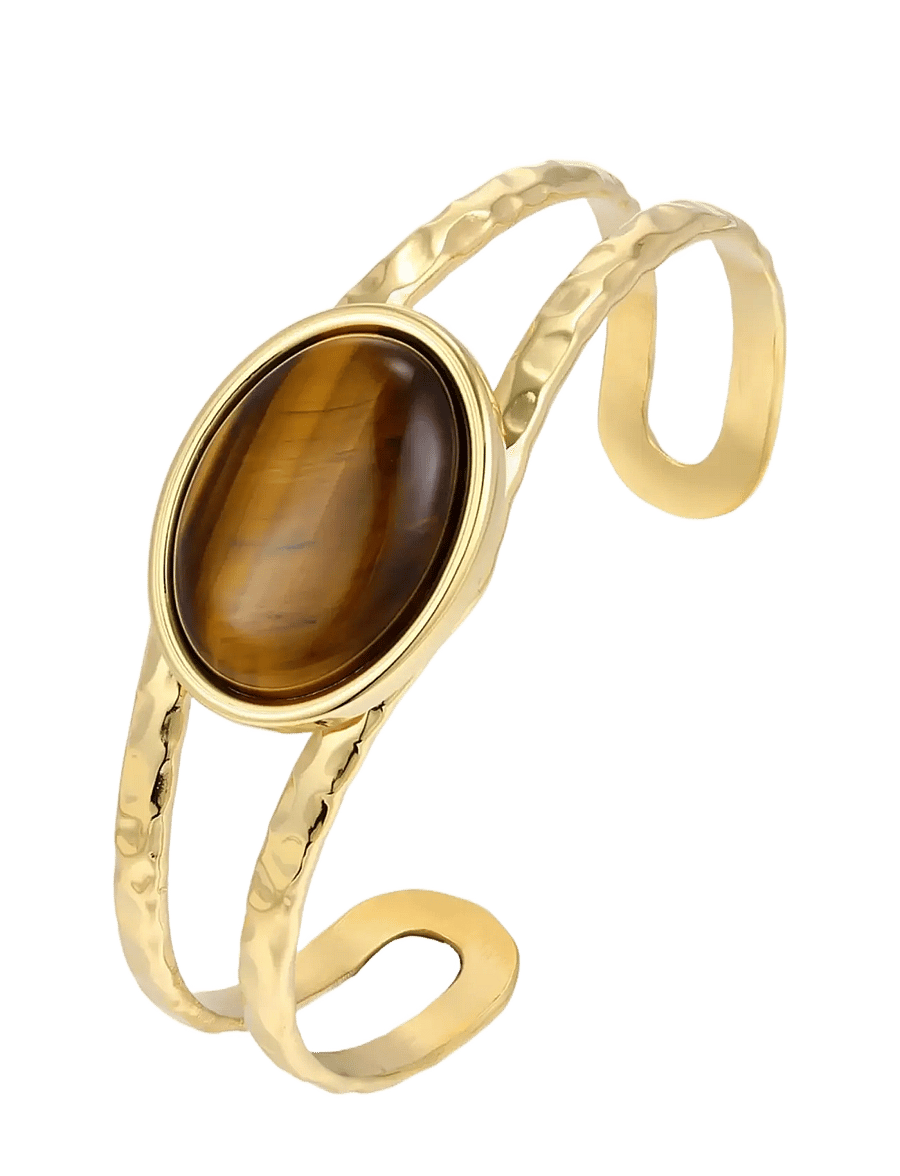 Bud To Rose - Retro Bangle Brown/Gold - bangles-armband - gold - 1