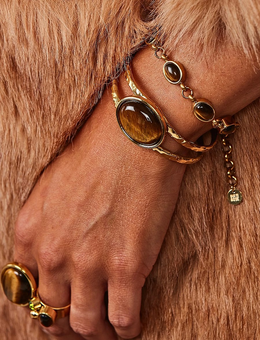 Bud To Rose - Retro Bangle Brown/Gold - bangles-armband - gold - 0