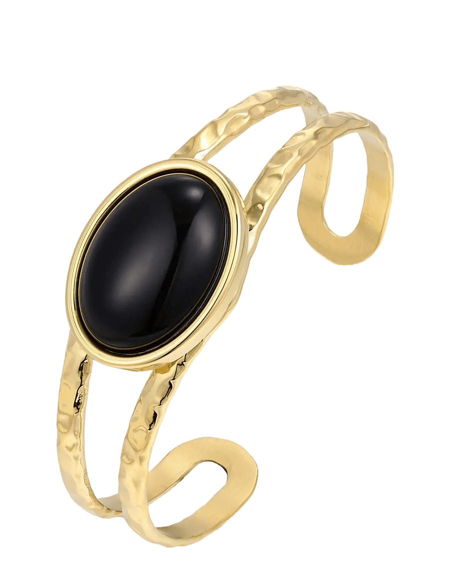 Bud To Rose - Retro Bangle Black/Gold - bangles-armband - gold - 1