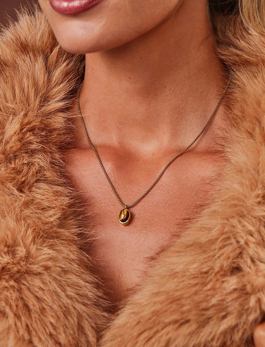 Bud To Rose - Retro Necklace Brown/Gold - ketten mit anhänger - gold - 0