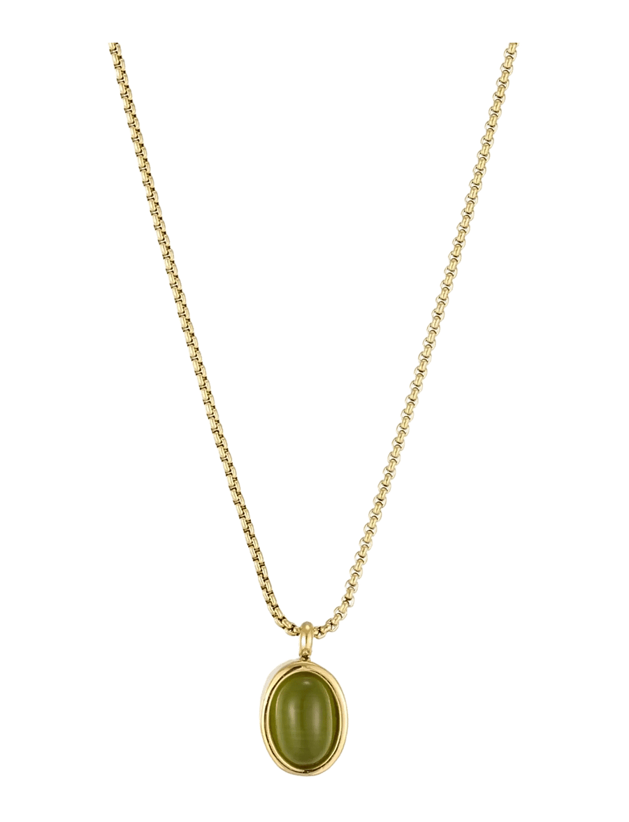 Bud To Rose - Retro Necklace Green/Gold - ketten mit anhänger - gold - 1