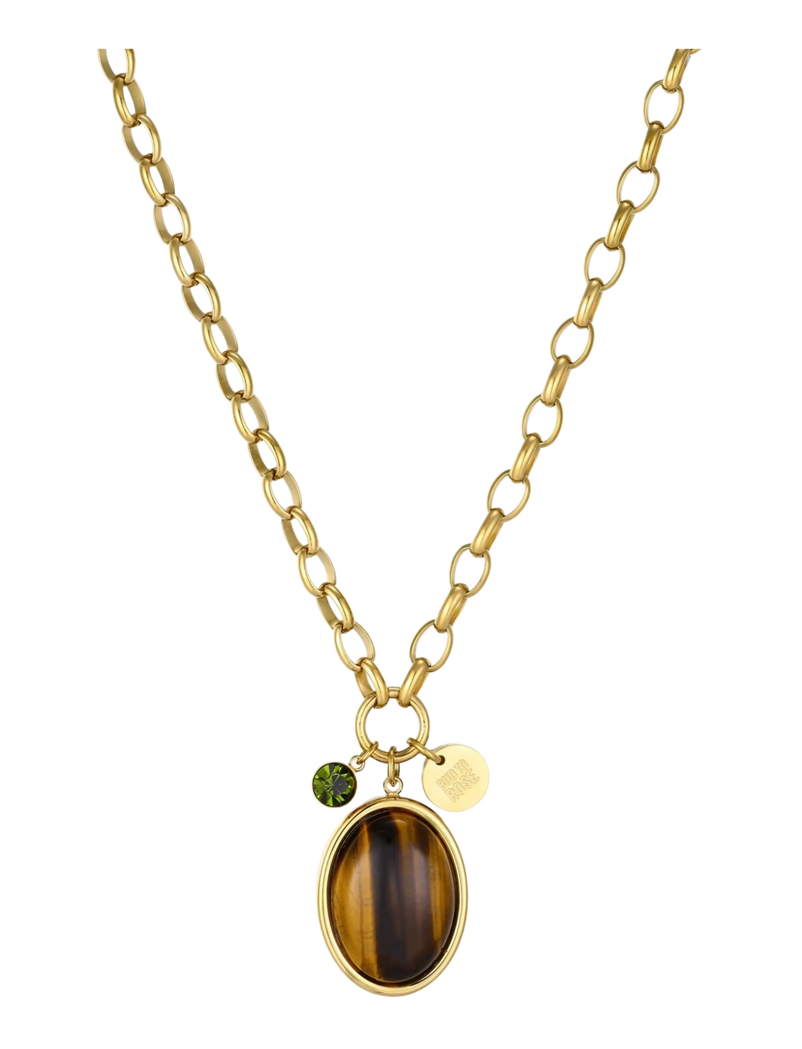 Bud To Rose Retro Long Necklace Brown/Green/Gold, One Size, Necklaces, Gold - Statement Frauen