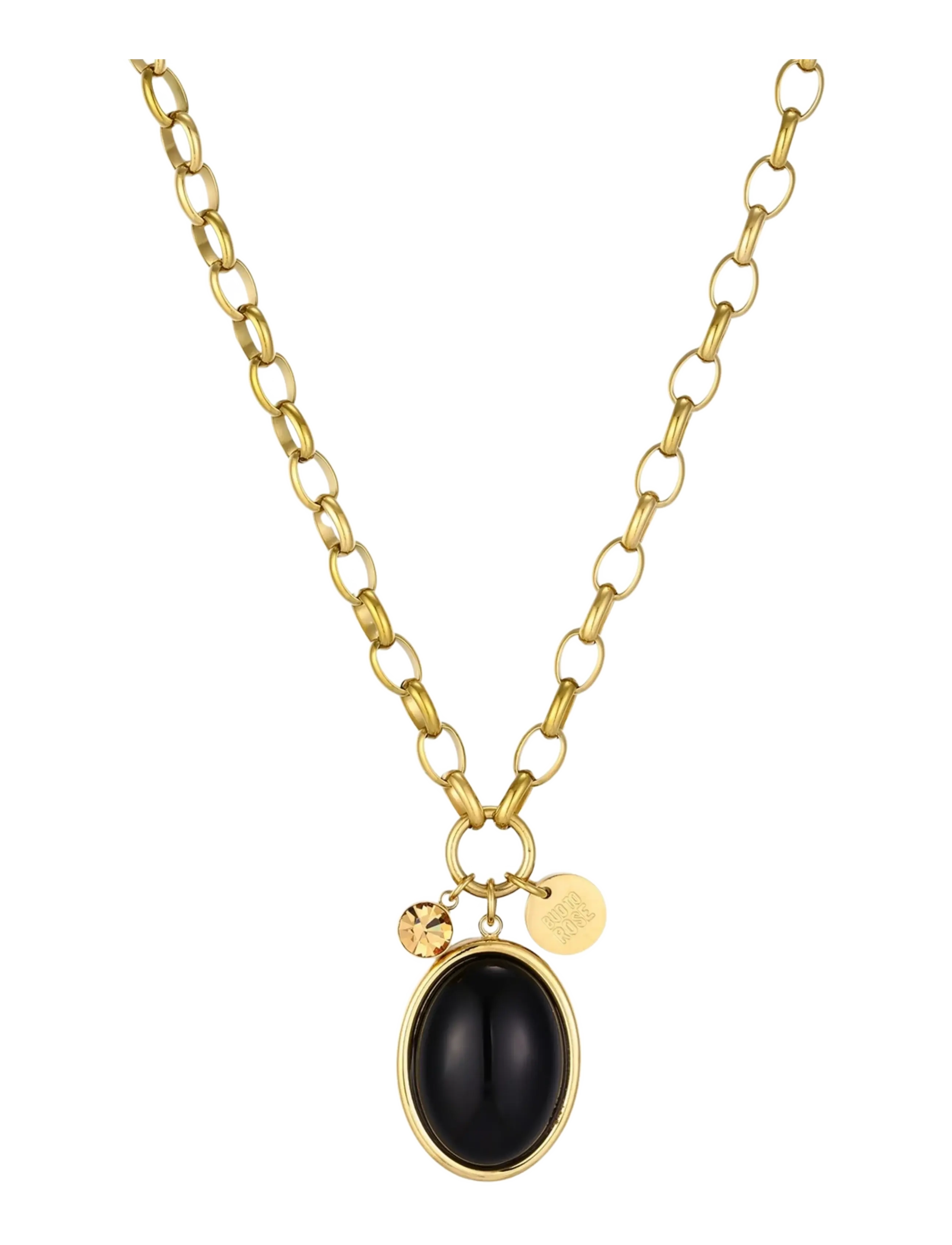 Bud To Rose Retro Long Necklace Black/Brown/Gold - Bud To Rose - GOLD / gold