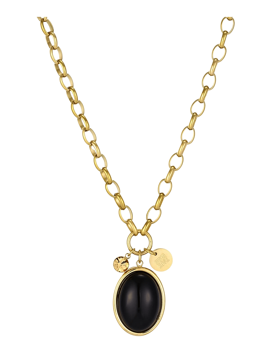 Bud To Rose - Retro Long Necklace Black/Brown/Gold - statement halskæder - gold - 1