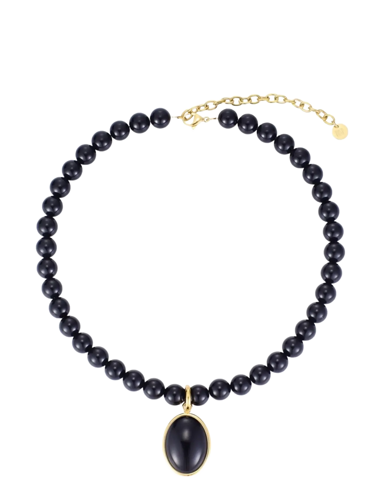 Bud To Rose Retro Stone Necklace Black/Gold - Statement-halskjeder - GOLD / black
