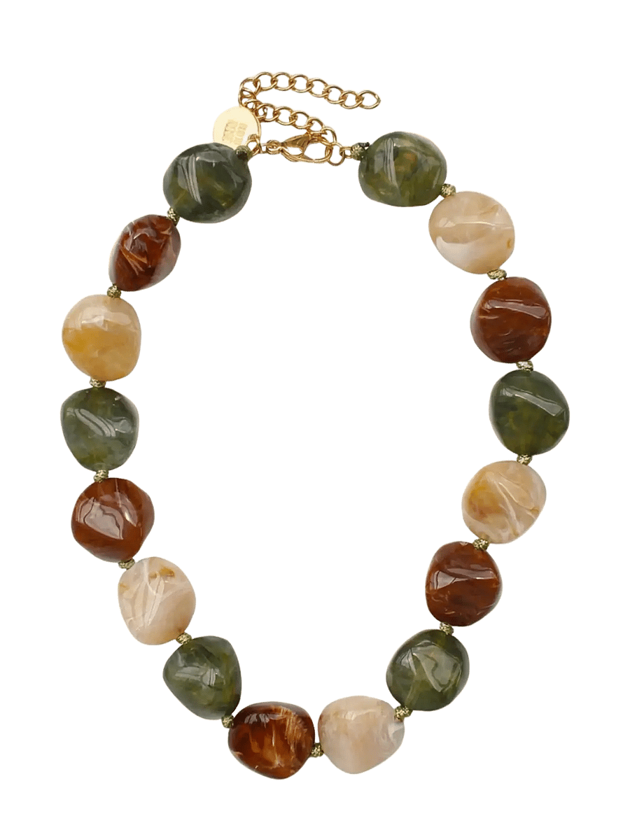 Bud To Rose - Vibe Resin Necklace Mix Brown - statement-ketten - brown - 1