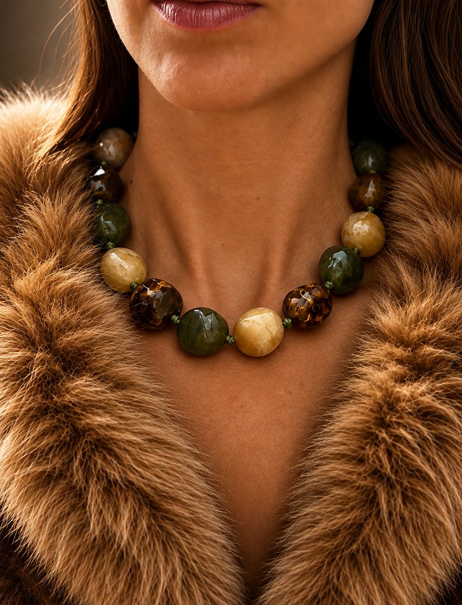 Bud To Rose - Vibe Resin Necklace Mix Brown - statement-ketten - brown - 0
