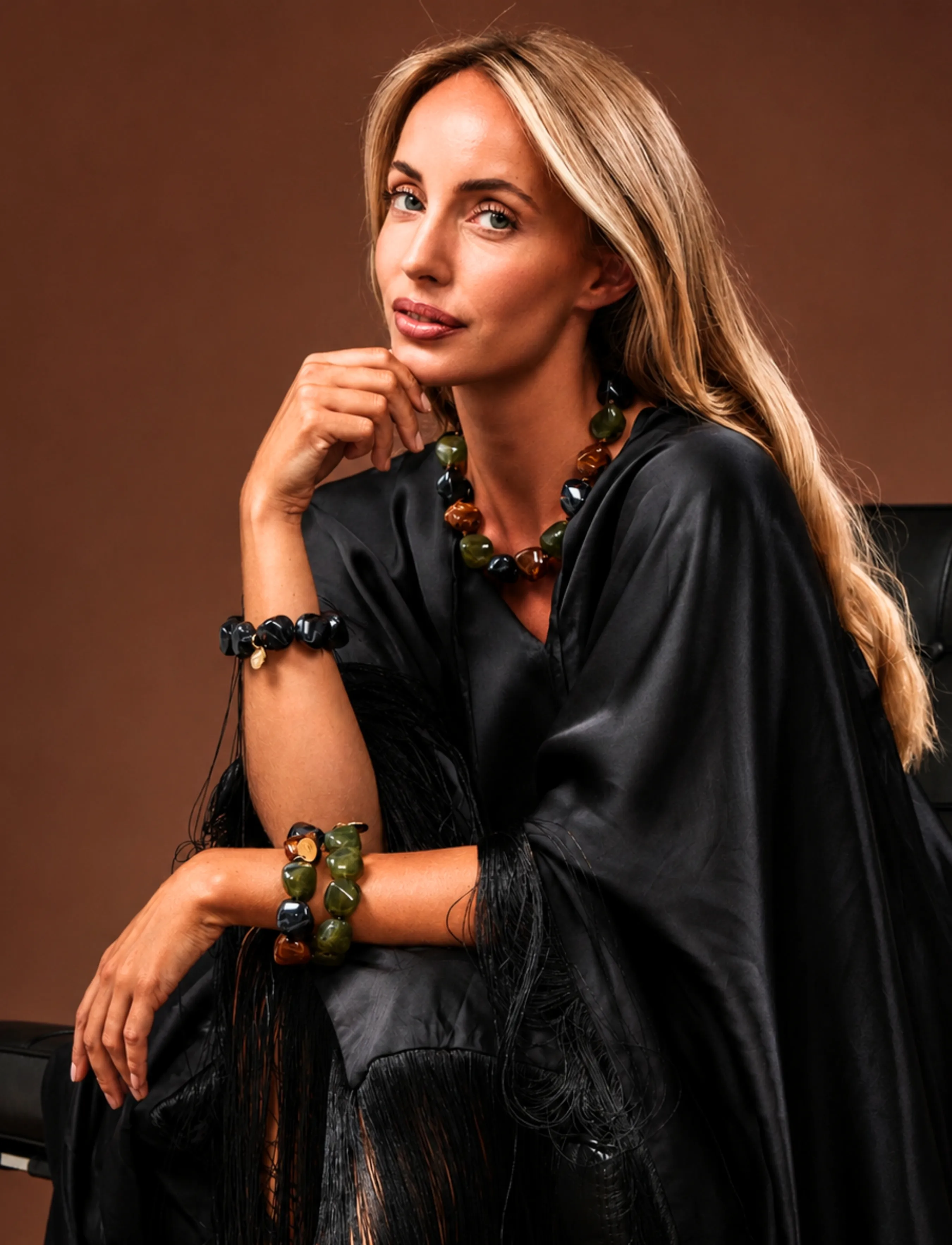Bud To Rose Vibe Resin Necklace Mix Black, One Size, Necklaces, Schwarz - Statement Frauen
